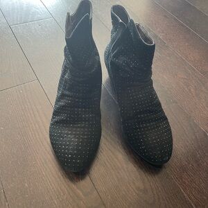 Sparkly Black Ankle Leather Suede Boots